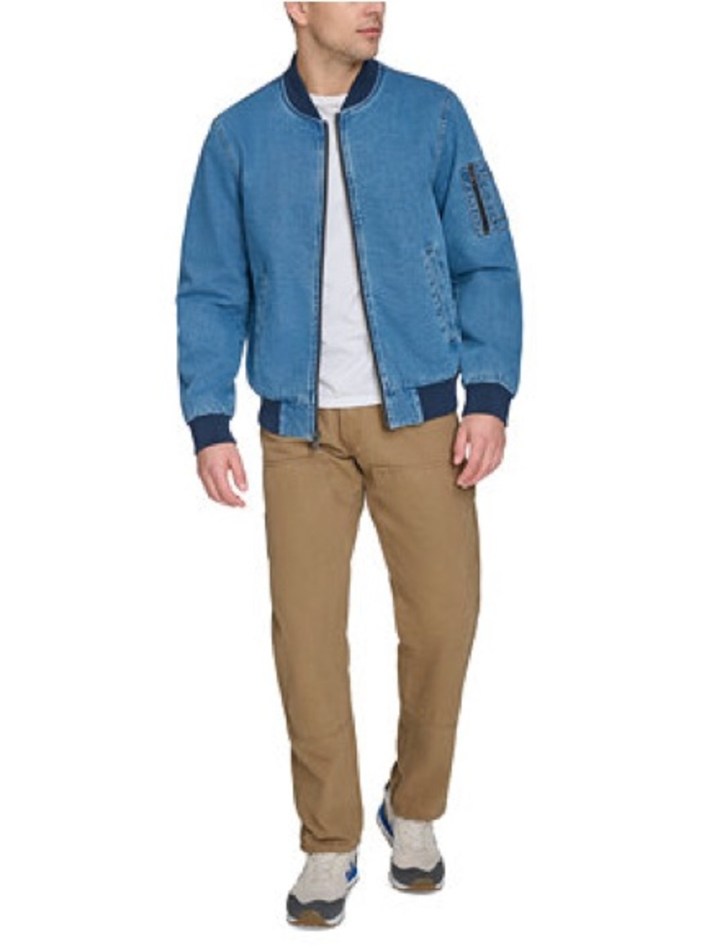 Levi's Men's Denim Bomber Jacket Blue Light Wash Flight Full Zip Size